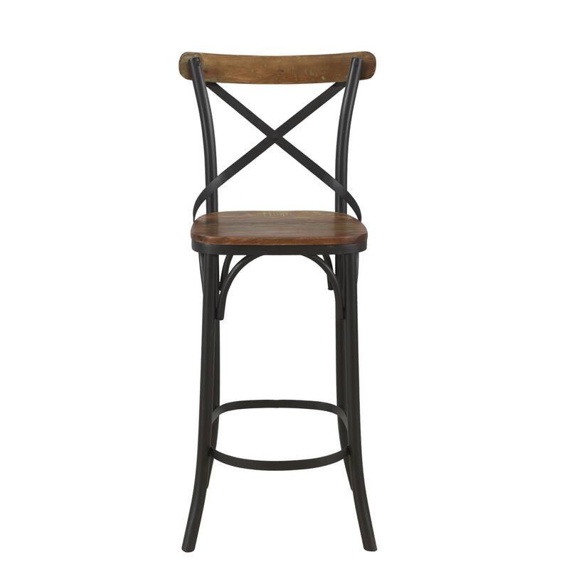 HomeRoots 30" Brown And Black Metal Counter Height Bar Chair
