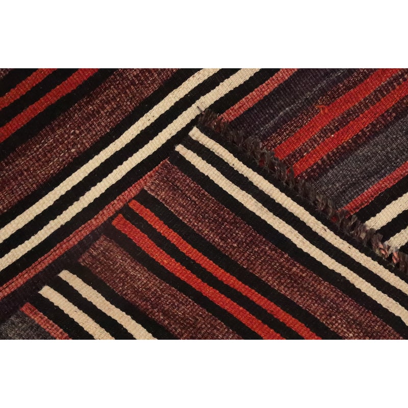Hand Woven Oriental 100% Wool Carpet Southwestern Geometric Multi-Colored Kilim Area Rug - 8' 10'' X 4' 6''
