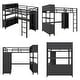 preview thumbnail 16 of 18, Full Size Metal Loft Bed with Wardrobe and L-shaped Desk and Shelves