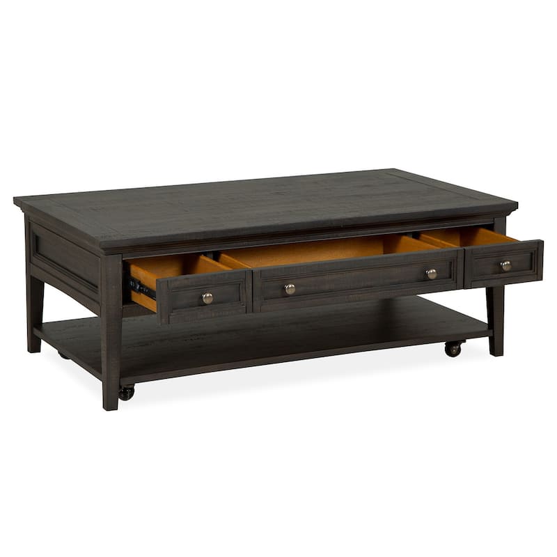 Magnussen Home Westley Falls Graphite Rectangular Cocktail Table with Casters - 50''W x 28''D x 18''H