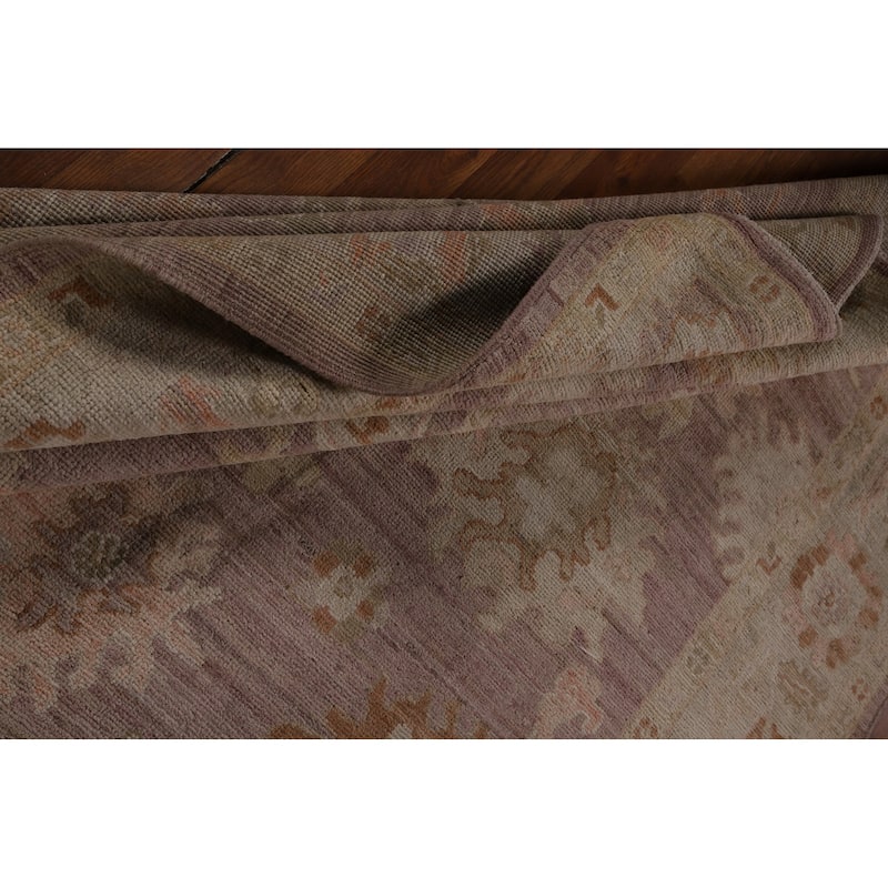 Vegetable Dye Oushak Turkish Area Rug Hand-Knotted Brown Wool Carpet - 6'3"x 8'8"