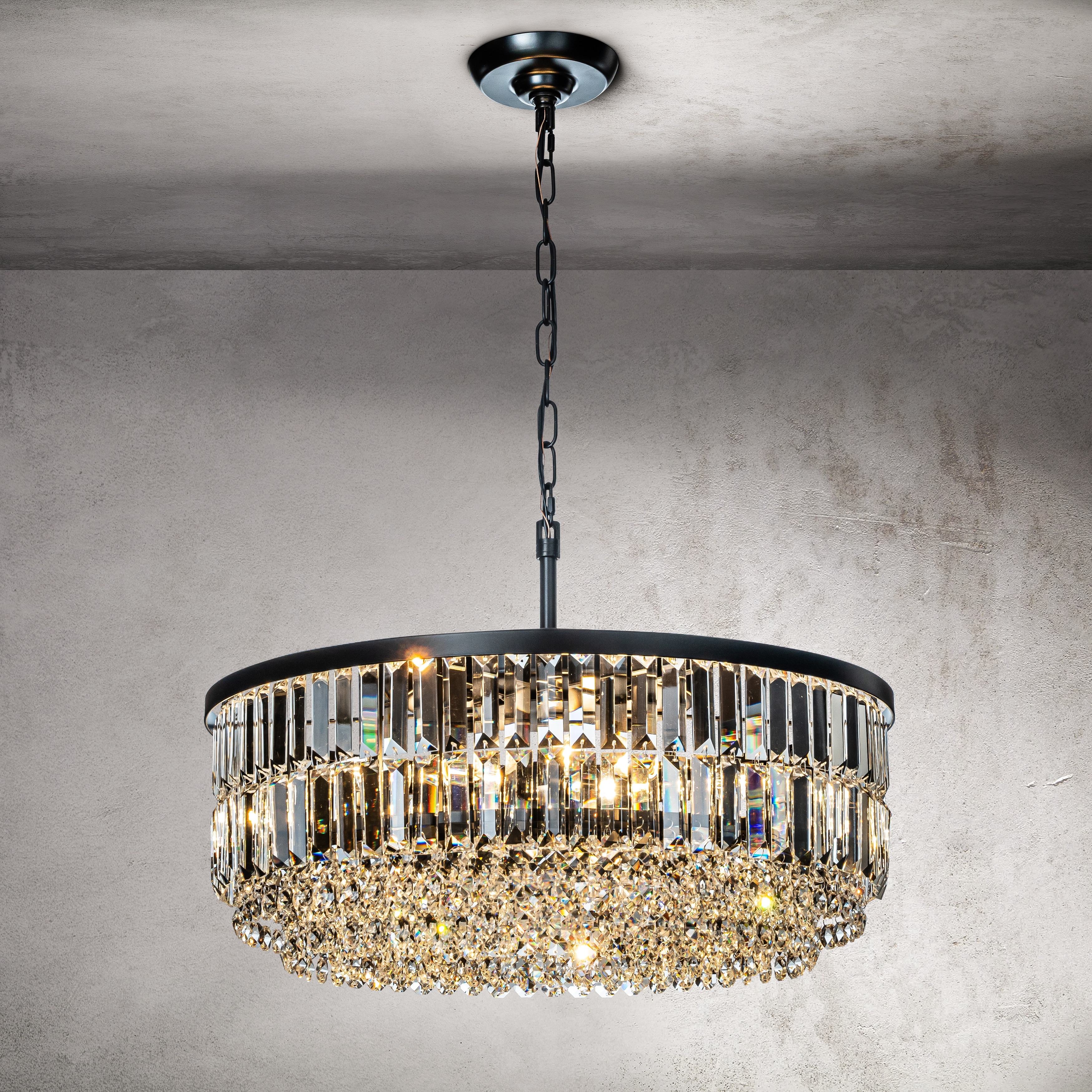 Matte black crystal chandelier on sale