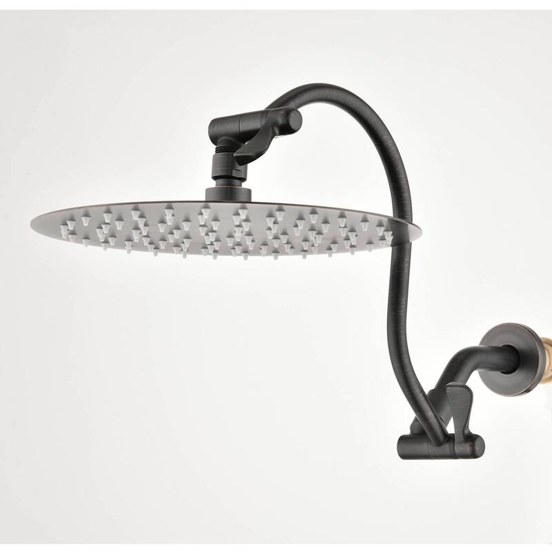 Bathlet 10" Rain Shower Head with Adjustable Height & Distance Extension Arm - Oil Rubbed Bronze