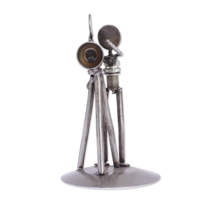 Novica Handmade Rustic Camera Man Iron Statuette