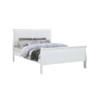 Full Size Bed White Louis Phillipe Solid wood 1pc Bed Bedroom Sleigh Bed Bedroom Furniture