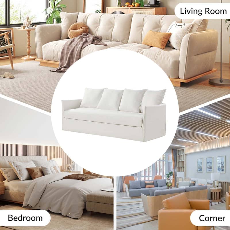 Gottfried 80" Slipcovered Sofa with Removable Cushions by HULALA HOME