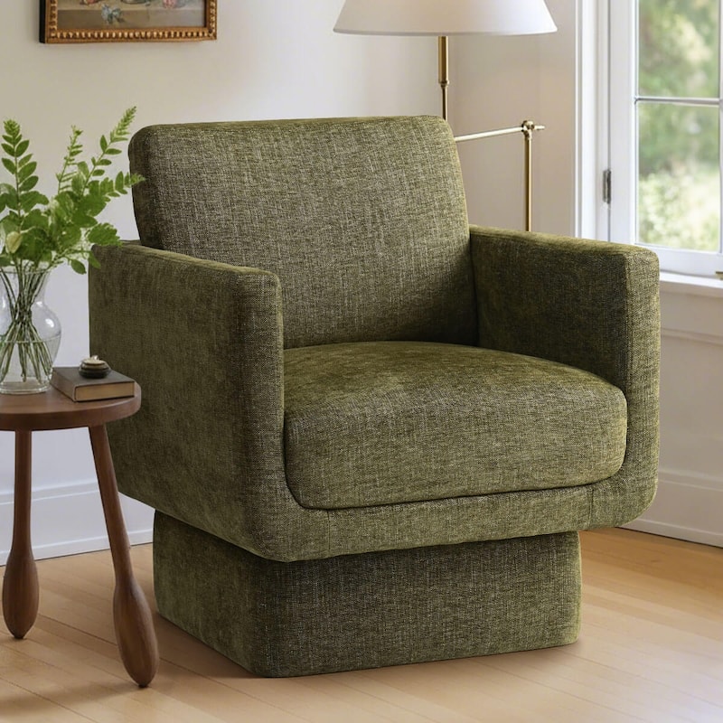 Upholstered Swivel Barrel Accent Chair