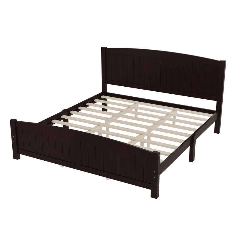 King Size Platform Bed, Solid Wood Platform Bed with Support Slats and Strong Structure, No Box Spring Needed