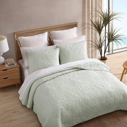Tommy Bahama Solid Costa Sera Cotton Green Quilt or Coordinating Shams