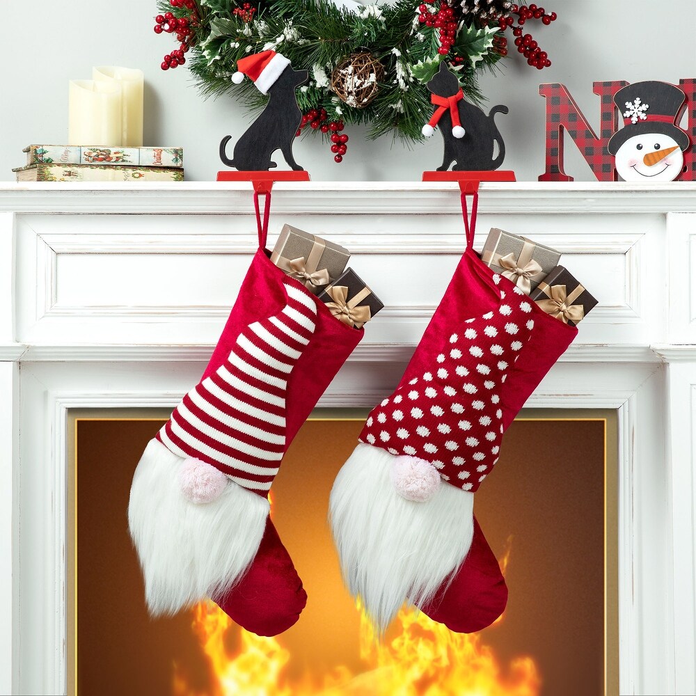 Rorchio 4 Pack Christmas Stocking Red Xmas Stockings 17 inch Burlap Reindeer Large Christmas Stockings for Xmas Tree Fireplace Hanging Decoration 