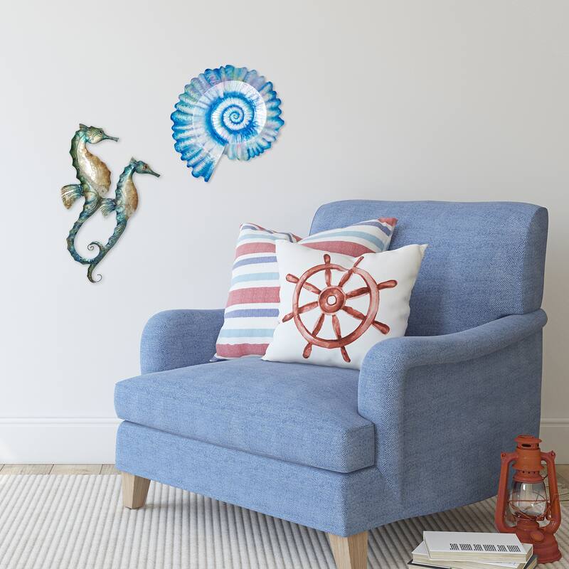 Eangee Home Design Seahorse Duo Wall Decor Blue
