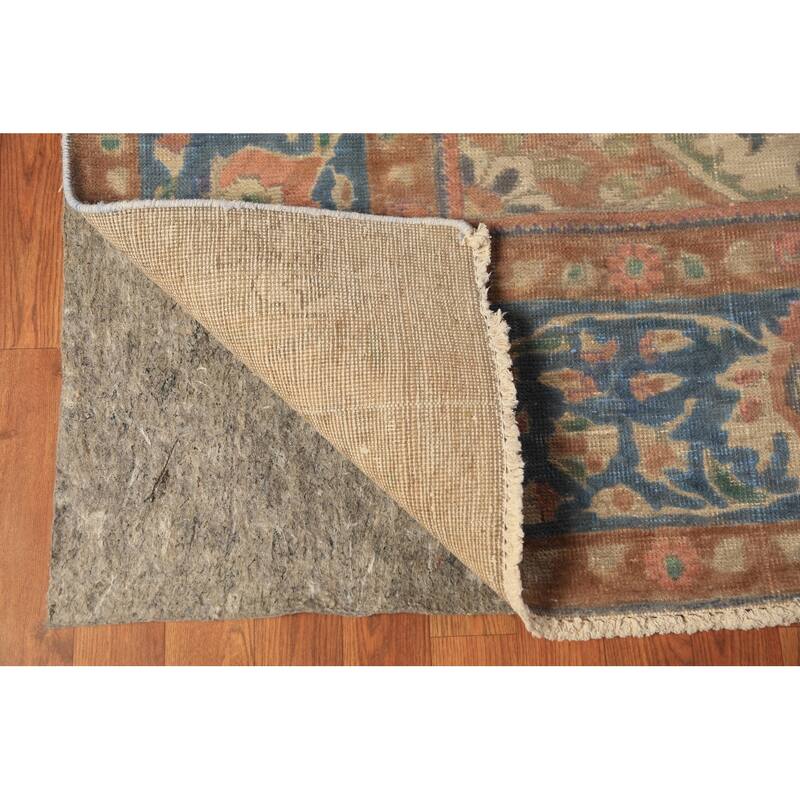 Floral Medallion Tabriz Persian Area Rug Blue Handmade Wool Carpet - 9'5"x 12'5"