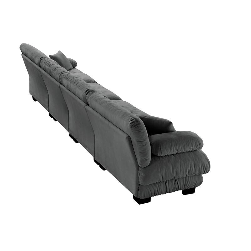 Roomfitters 4-Seater Modular Chenille Sofa, Deep Seat Cloud Couch with Round Bolster Armrests