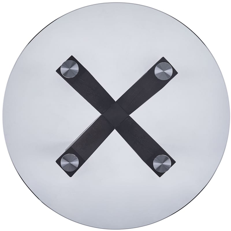 Modern Nesting Table Glass End Table with Criss Cross Base 24" Round