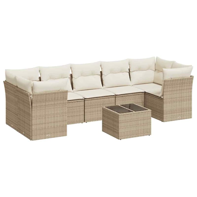 vidaXL Garden Sofa Set Beige Poly Rattan Large Modular Garden Sofa Set - 21.7 x 21.7 x 14.6