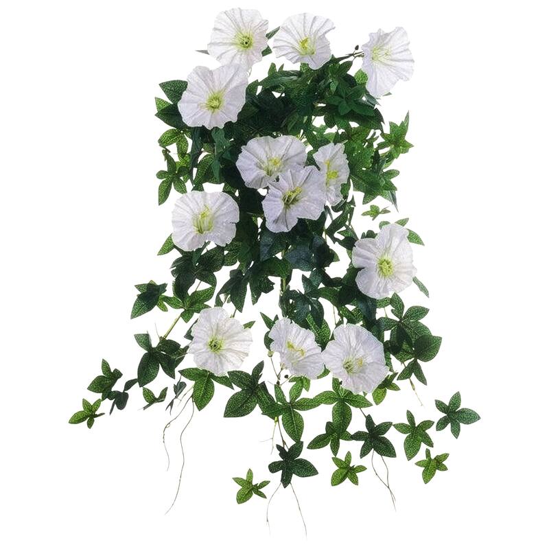 Morning Glory Artificial Floral Hanging Bush Spray- 20" - Cream