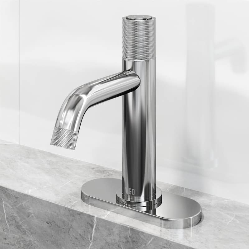 VIGO Apollo 8" H Button Operated Single Hole Bathroom Faucet