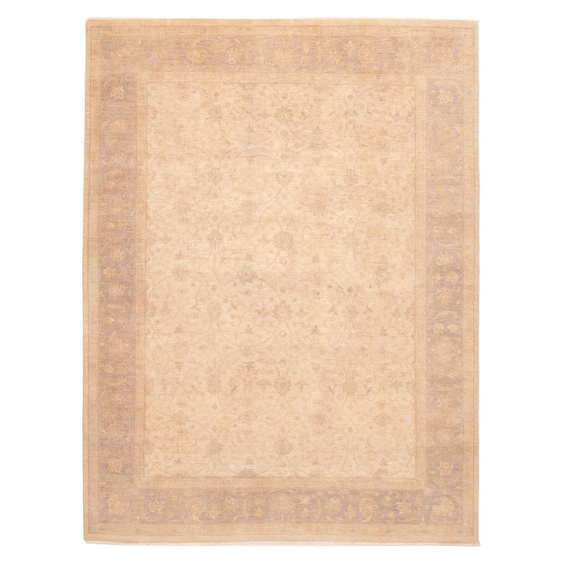 ECARPETGALLERY Hand-knotted Chobi Finest Ivory Wool Rug - 9'0 x 11'10 - Ivory - 9'0 x 11'10