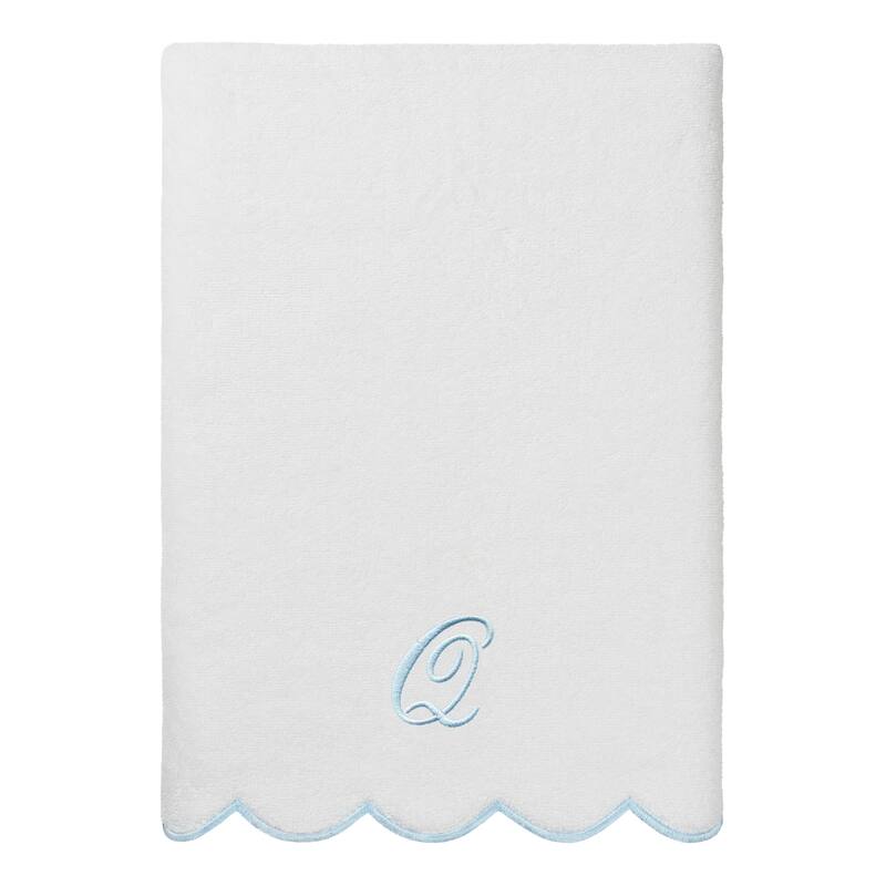 Authentic Hotel and Spa 100% Turkish Cotton Blue ADORNIA Scallop Personalized 3 Piece Towel Set - 3 Piece Set