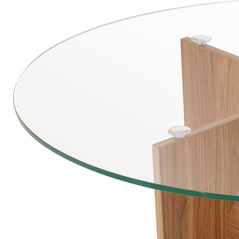 Moasis Round 2-Tier Glass Top Coffee Table