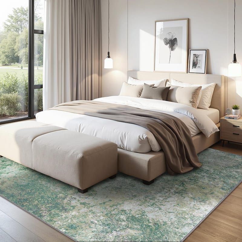 Mcow Modern Abstract Machine Washable Low Pile Area Rugs - 8'X10'