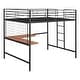 preview thumbnail 5 of 8, Black Full Size Metal Loft Bed with Desk, Ladder & Grid