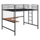 preview thumbnail 5 of 8, Modern Style Loft Bed with Built-in Ladder, Desk and Grid, Space-saving, Full Size, Black