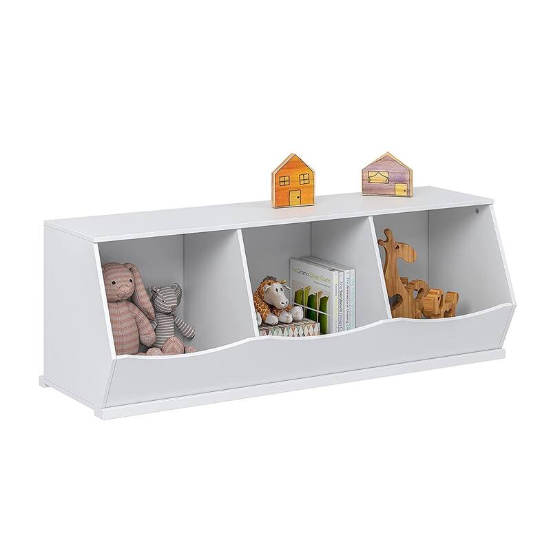 UTEX Toy Storage Organizer,Stackable Kids Toy Storage Cubby,Toy Boxes and Storage for Playroom,Bedroom,Nursery School,White - 3