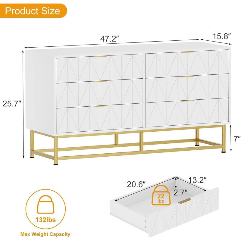 6-Drawer Fabric Dresser with Wood Top – Small Storage Chest & Clothes Organizer