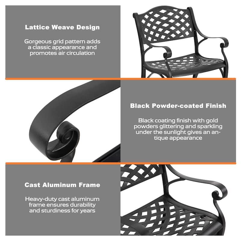 Outdoor 2-Person Cast Aluminum Bistro Set