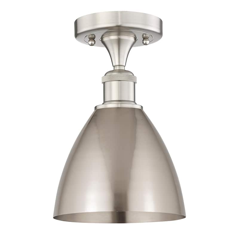 Innovations Lighting Edison Metal Bristol - 1 Light 8" Semi-Flush Mount. - Brushed Satin Nickel