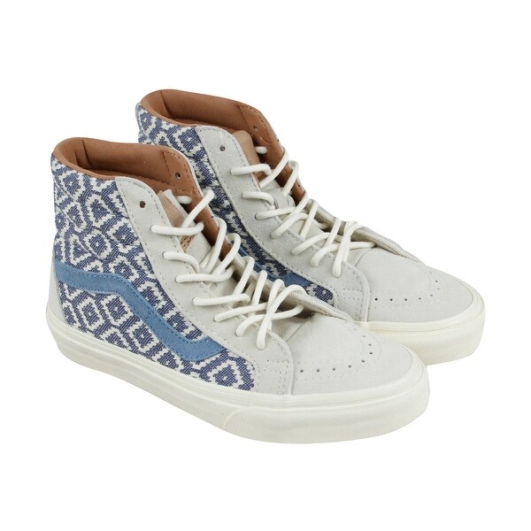 white canvas high top vans