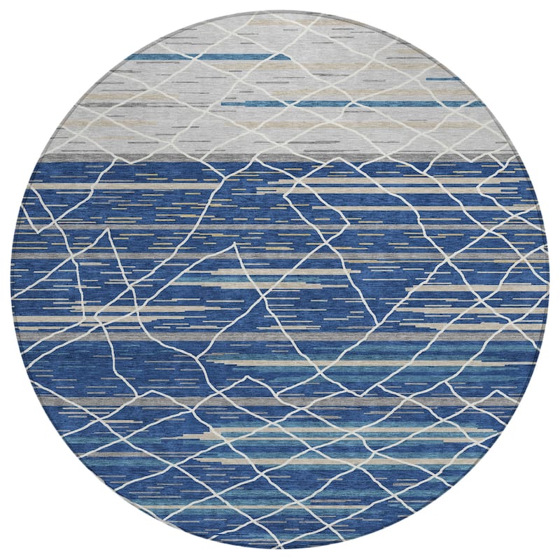 Machine Washable Indoor/ Outdoor Modern Global Chantille Rug