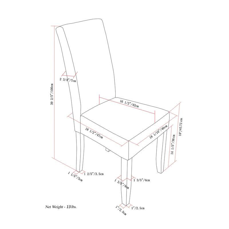 WYNDENHALL Normandy Transitional Parson Dining Chair (Set of 2) - 18.1"w x 18.5" d x 39.4" h