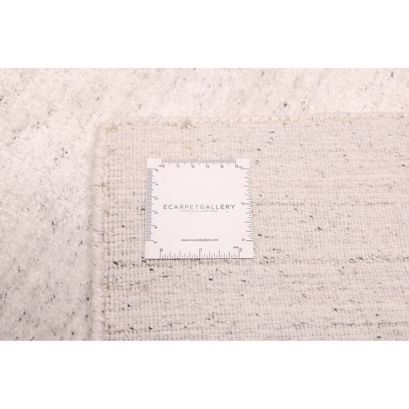 ECARPETGALLERY Hand Loomed Ananda Light Grey Viscose, Wool Rug - 9'0 x 12'0