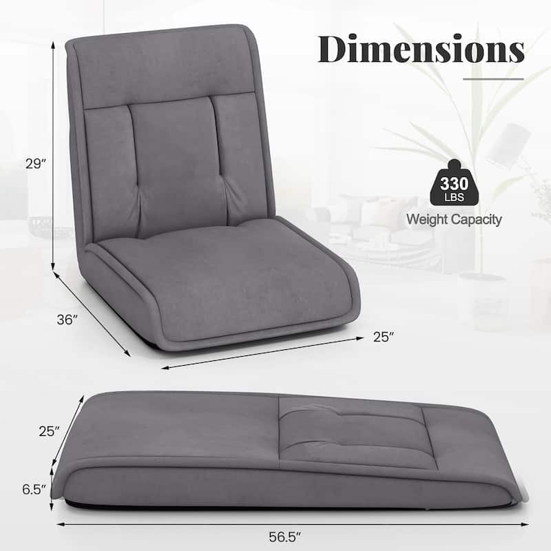 Gymax Folding Floor Chair Convertible Lazy Sofa Chair w/ Adjustable