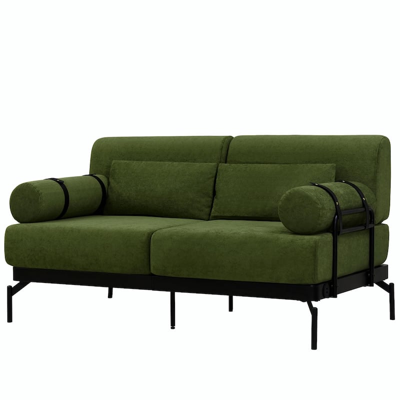 Modern Loveseat Sofa 59" Sofa Couch 2-Seater with Flexible USB Ports and Unique Cylindrical Armrests