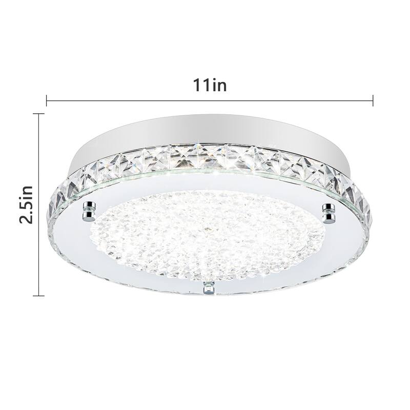 LED Crystal Flush Mount Ceiling Light Dimmable Crystal Light Fixture Flush Mount Lighting Crystal Ceiling Light - 11in