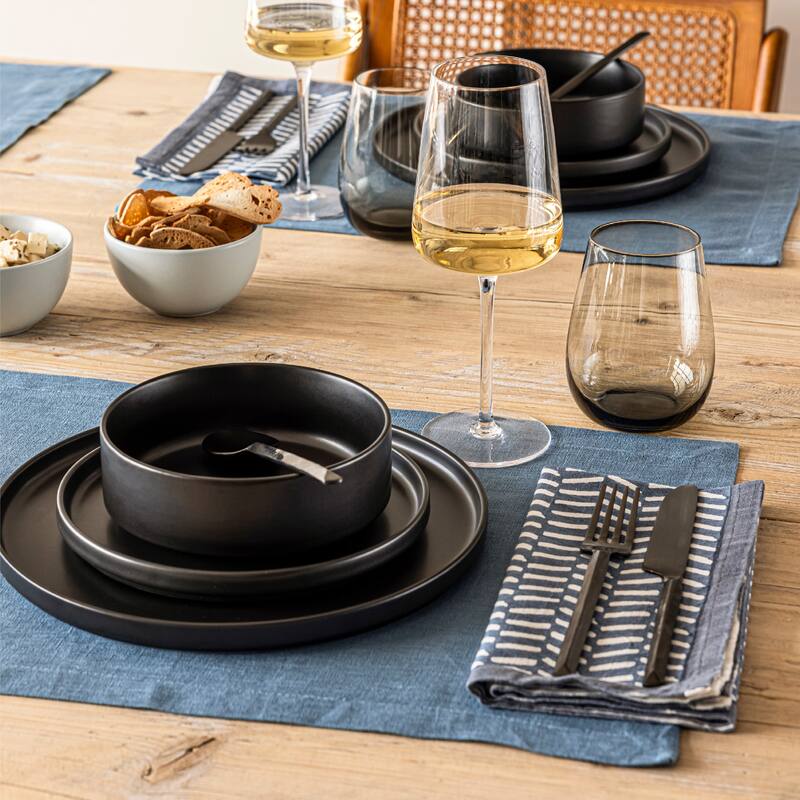 over&back 100% Linen Woven Placemats - Machine Washable - Set of 4