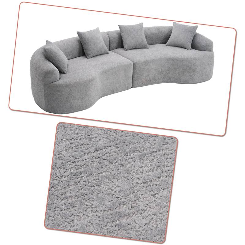 Modern Minimalist 3-Seater Frame-Free Compressed Chenille Upholstered Sectional Sofa