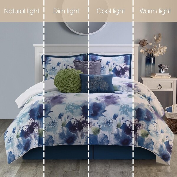 Nanshing Leela 7 Piece Floral Comforter Set - On Sale - Bed Bath