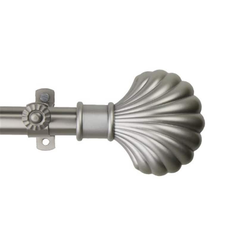Adjustable Curtain Rod 48-84 Inch, Satin Nickel Metal Rod with Finials, Window Treatment Hardware - 84