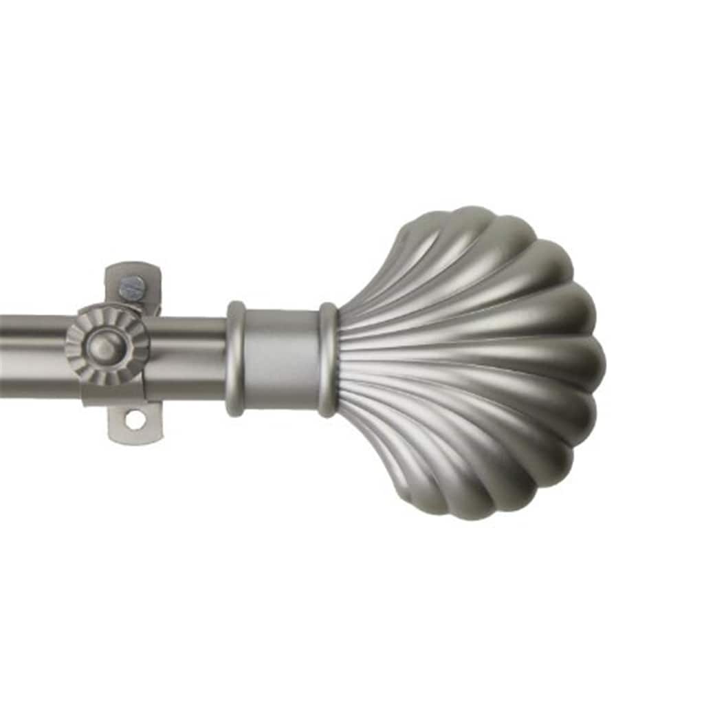 Adjustable Curtain Rod 48-84 Inch, Satin Nickel Metal Rod with Finials, Window Treatment Hardware - 84