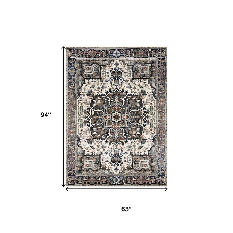 HomeRoots Medallion Modern Rectangle Area Rug - 5' X 8'