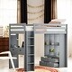 preview thumbnail 1 of 12, Versatility Galore Solid Wood+Mdf Twin Size Bunk Bed with Large Shelves, Writing Desk and Led Light Grey