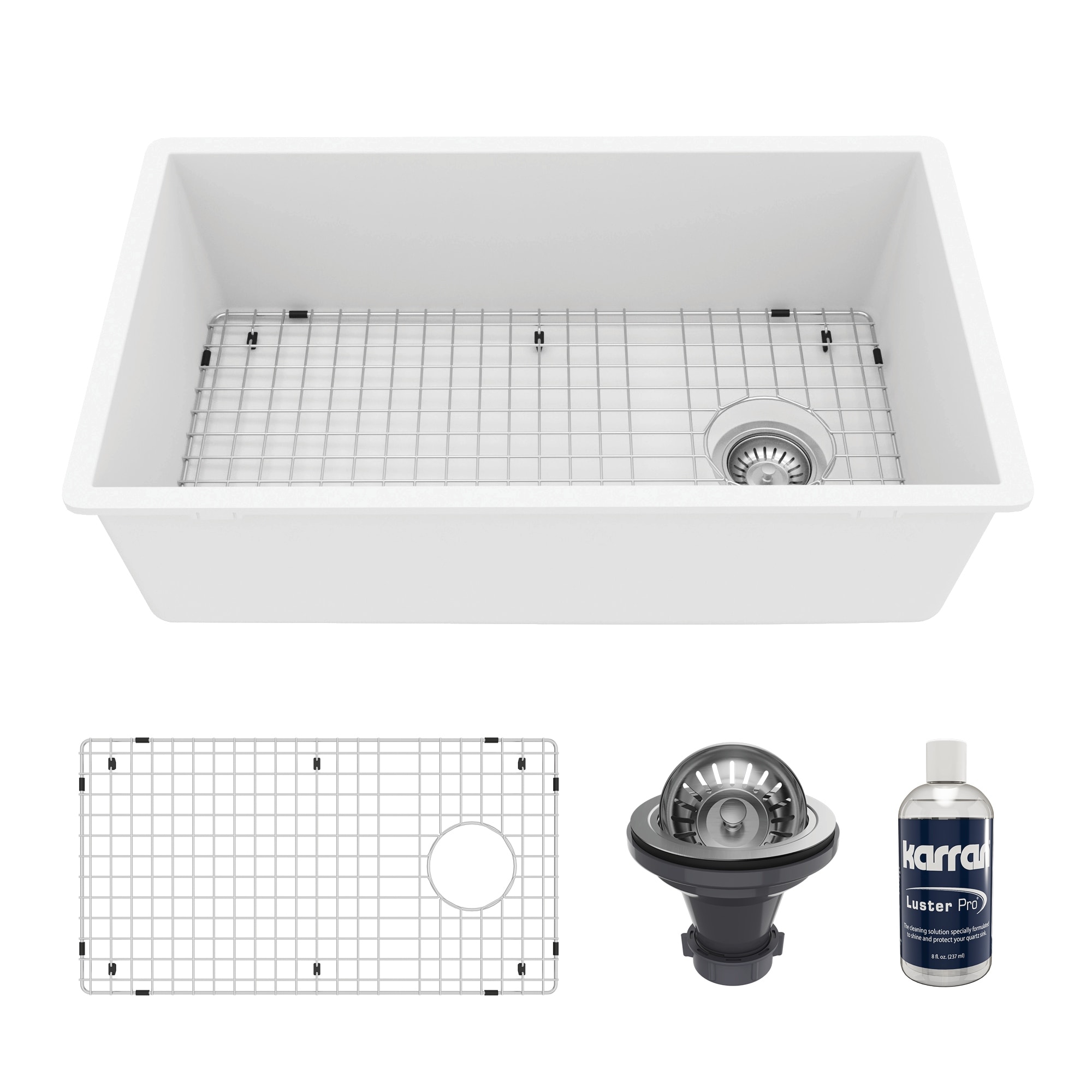 Karran Undermount Quartz 32 in. Single Bowl Kitchen Sink Kit