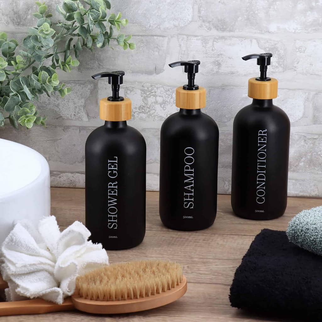 Set of 3 Refillable Shower Dispensers 17 fl oz (500ml) - 3 L x 3 W x 8.5 H