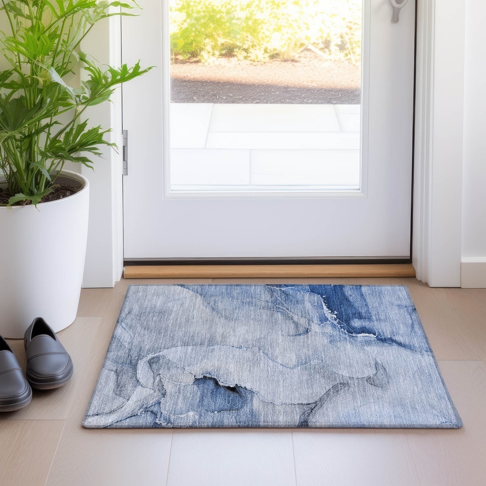 Machine Washable Indoor/ Outdoor Abstract Chantille Rug