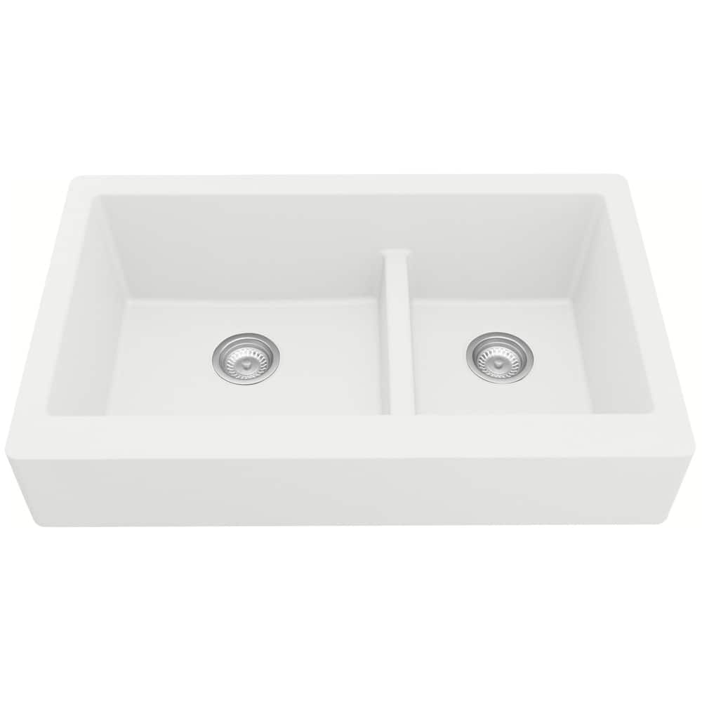 Karran USA QAR-760 Quartz QAR 34" Farmhouse Double Basin Quartz