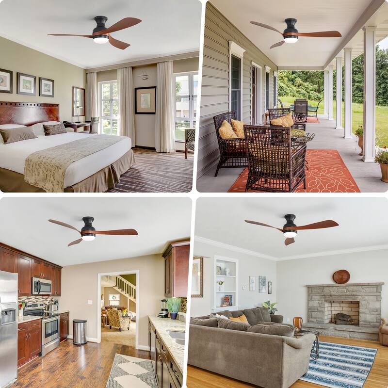 52-inch Ceiling Fan With Reversible DC Motor and 18W LED Light,Remote Control,3 ABS Blades,Dimmable and Timable